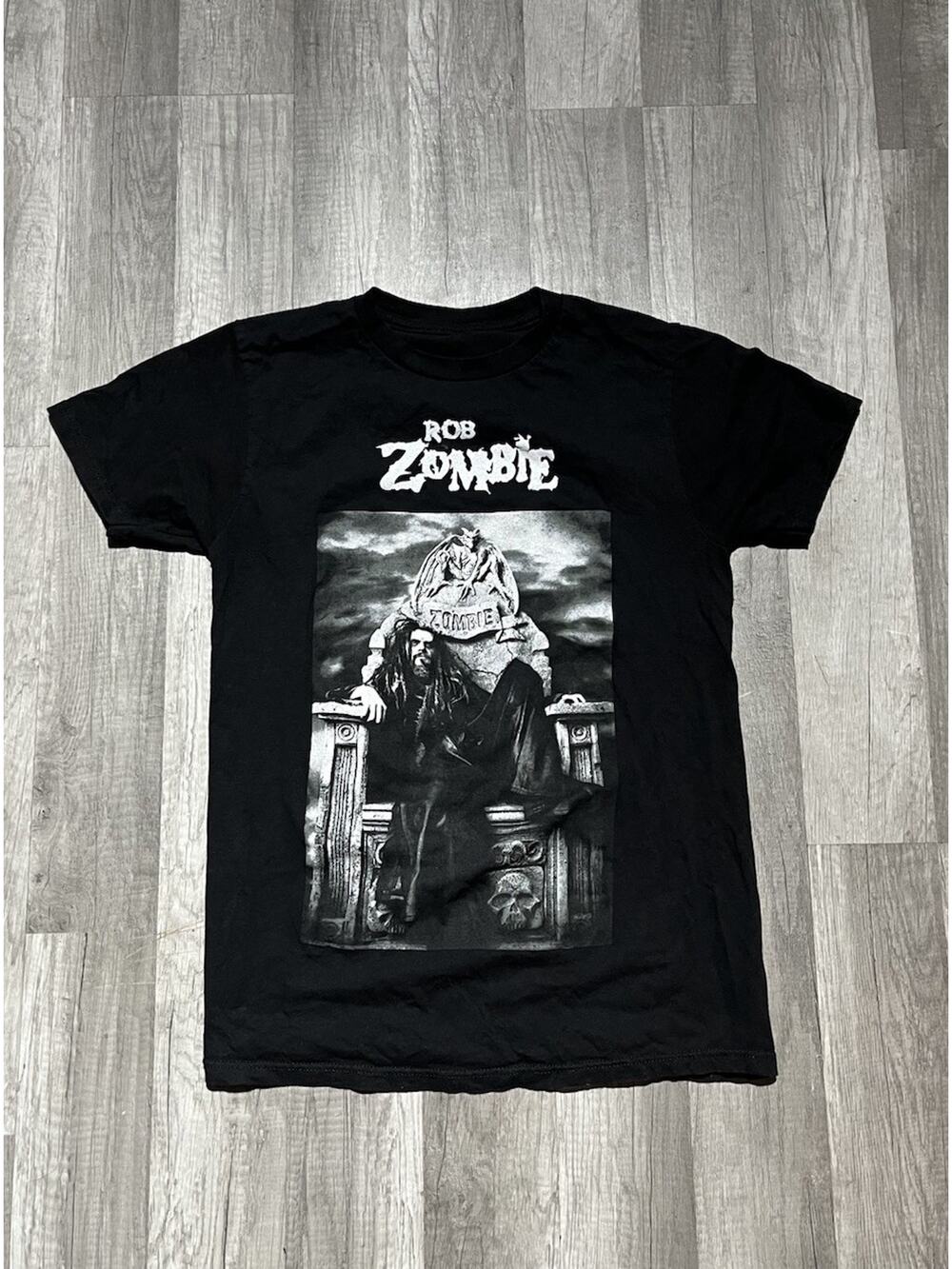 Vintage Y2K Throne King ROB ZOMBIE Horror Heavy Metal T-Shirt Black Size Small